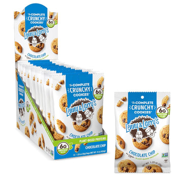 Lenny & Larry's The Complete Crunchy Cookie, Chocolate Chip, 6g Plant Protein, Vegan, Non-GMO, 1.25 Ounce Pouch (Pack of 12)