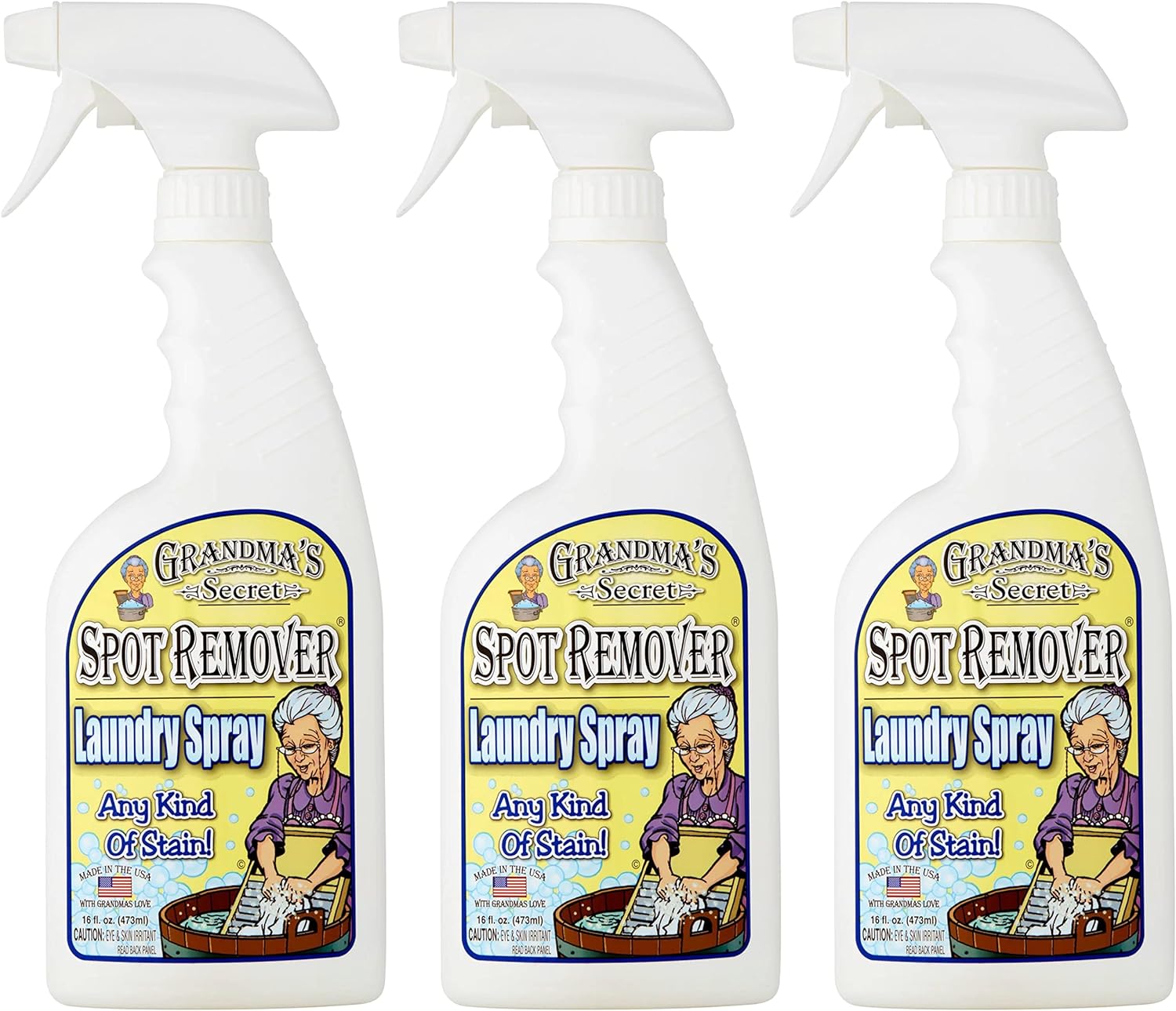 Grandma's Secret Spot Remover Laundry Spray - Chlorine, Bleach and Toxin-Free Stain Remover - Stain Remover for Clothes - Fabric Stain Remover Removes Oil, Paint, Blood and Pet Stains - 16 Oz, 3 Pack