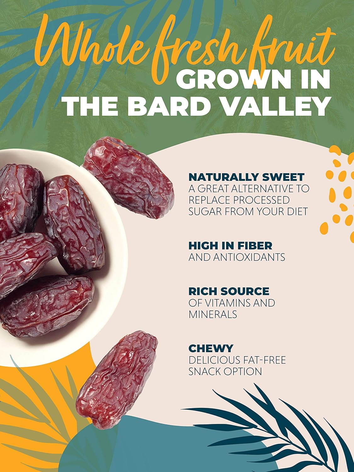 Natural Delights Medjool Dates - Jumbo Usda Certified Organic Pitted Dates Medjool, Non-Gmo Verified, Good Source Of Fiber, Naturally Sweet Fruit Snack, Perfect For On-The-Go - Organic Medjool Dates Pitted, 12 Oz Container : Grocery & Gourmet Food