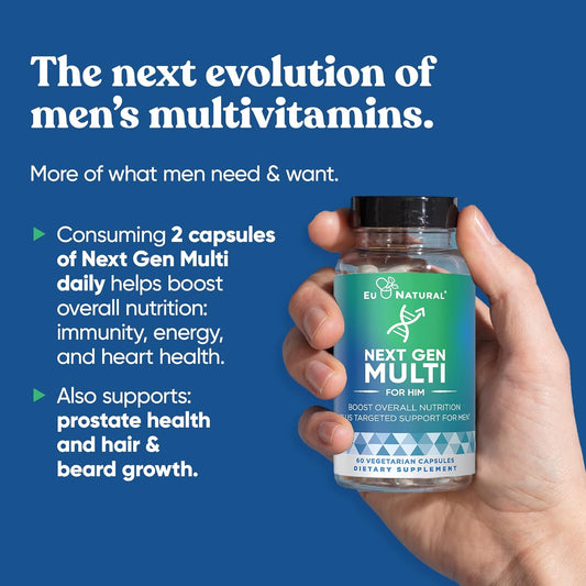 Next Gen Multi For Him Advanced Men’S Multivitamin Supplement – 26-In-1 Multiblend For Beard & Hair Growth, Men’S Reproductive Health, Metabolism, Heart, Skin, Prostate Support, More – 60 Veg Capsules