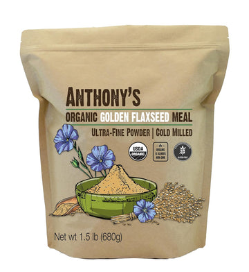 Anthony's Organic Golden Flaxseed Meal, 1.5 lb, Gluten Free, Non-GMO, Vegan
