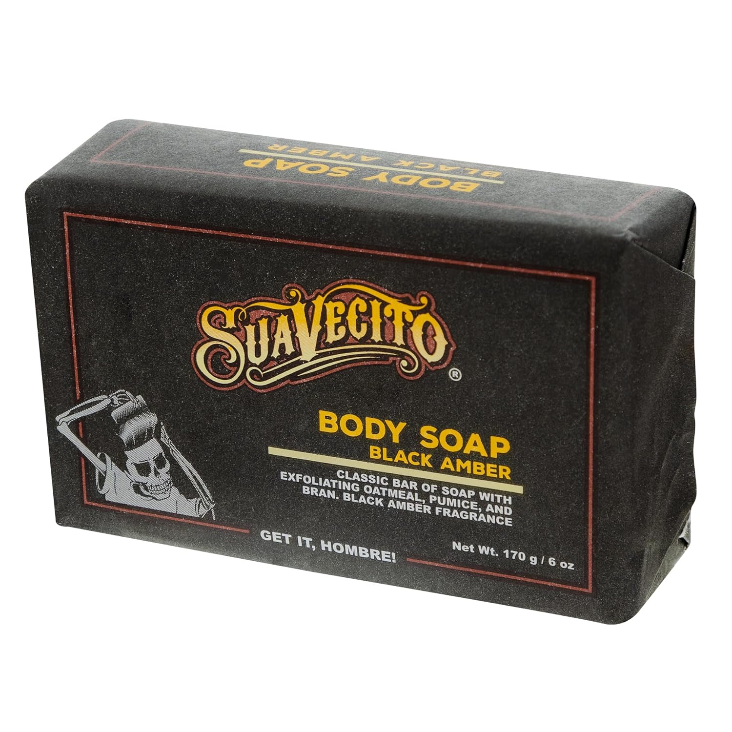 Suavecito Body & Hand Soap Bars Moisturizing With Masculine Black Amber Fragrance 6 Oz 3 Pack