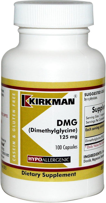 Dmg (Dimethylglycine), 125 Mg, 100 Capsules, Kirkman Labs