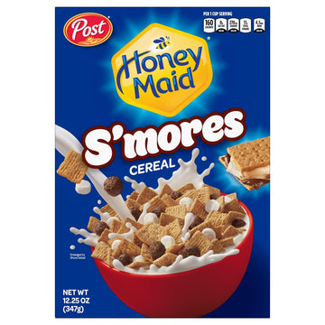 Post Honey Maid S'mores Breakfast Cereal, Sweetened Corn and Wheat Cereal, Breakfast Snacks 12.25 oz