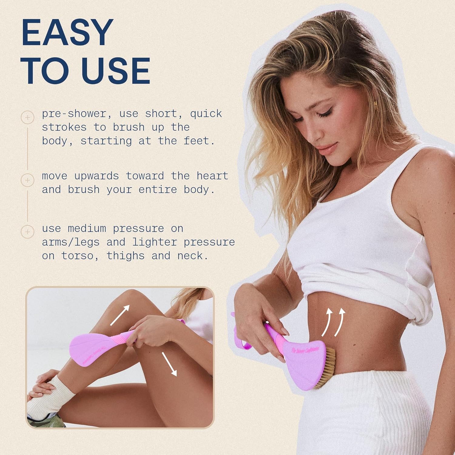 The Skinny Confidential Butter Brush - Exfoliating Back Scrubber For Shower Reduces Inflammation & Cellulite - Dry Brush Body Scrubber Increases Blood Circulation - Skin Scrubber & Exfoliator : Beauty & Personal Care