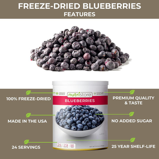 Nutristore Freeze Dried Blueberries | #10 Can Fruit | Perfect Healthy Snacks | Bulk Survival Emergency Food Storage Supply | Low Carb/Calorie Canned Camping/Backpacking Supplies | 25 Year Shelf Life