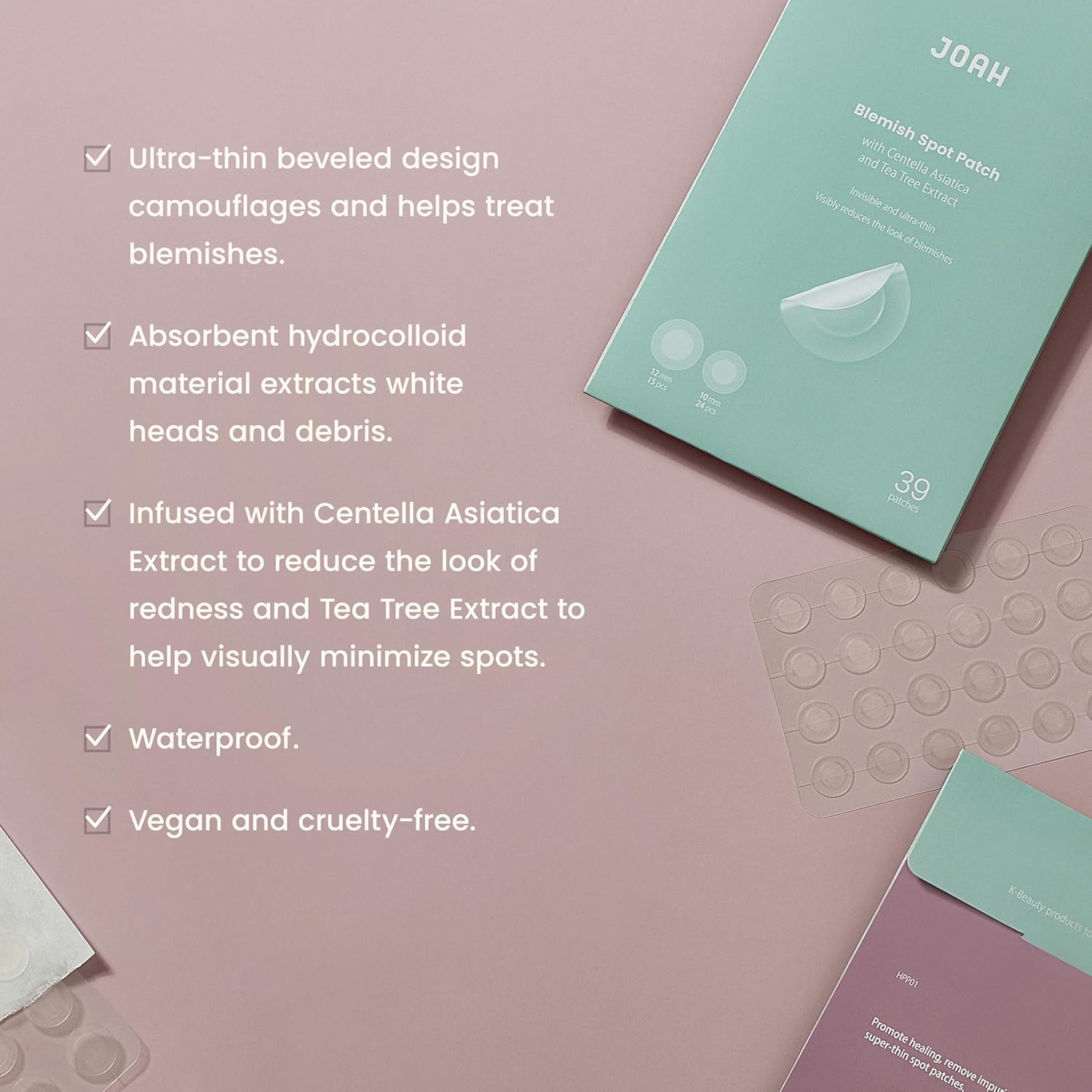 Joah Heal Me Cica Spot Patch, Hydrocolloid Korean Skin Care Spot Patches With Centella Asiatica, 39 Patches, White : Beauty & Personal Care