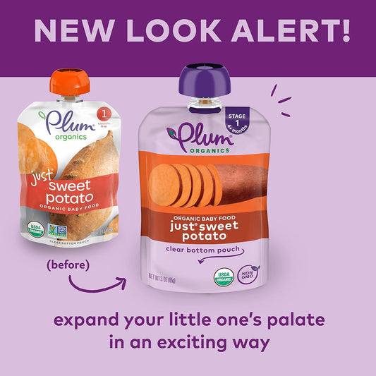 Plum Organics | Stage 1 | Organic Baby Food Meals [4+ Months] | Sweet Potato | 3 Ounce Pouch (Pack Of 6) Packaging May Vary