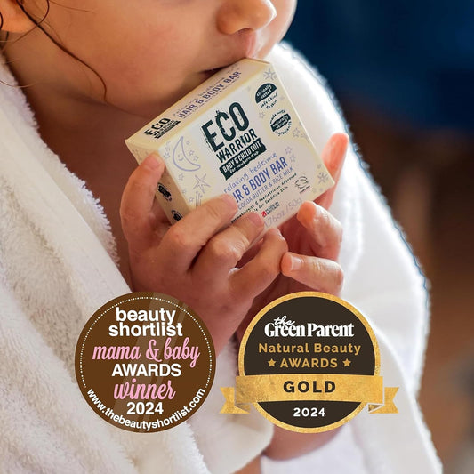 Eco Warrior Baby & Child Edit Relaxing Bedtime Hair & Body Bar (50G) | Hair Shampoo And Body Soap (2 In 1) | Lavender Blossom Scent | Gentle, Eco Friendly, Vegan, Cruelty Free