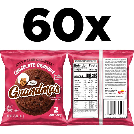 Grandma'S Cookies, Chocolate Brownie, 2.5 Ounce (Pack Of 60)