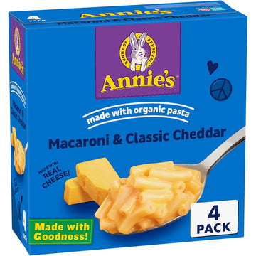 Annie'S Macaroni And Cheese Dinner, Classic Mild Cheddar, 4Ct, 24 Oz