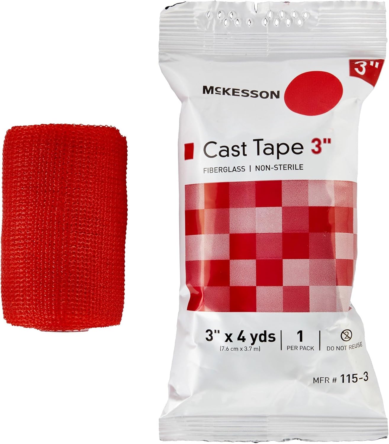 Mckesson Cast Tape, Fiberglass, Red, 3 In X 4 Yds, 1 Count, 10 Packs, 10 Total