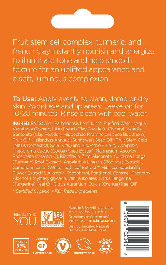 Andalou Naturals Instant Luminous Turmeric & Gold Clay Mask Pod, 0.28 Ounce