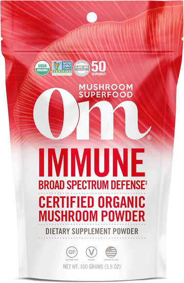 Om Mushroom Superfood Immune Blend Mushroom Powder Superfood Supplement, 3.5 Ounce, 50 Servings, Mushroom Blend, Reishi & Turkey Tail; Daily Immune Support Supplement