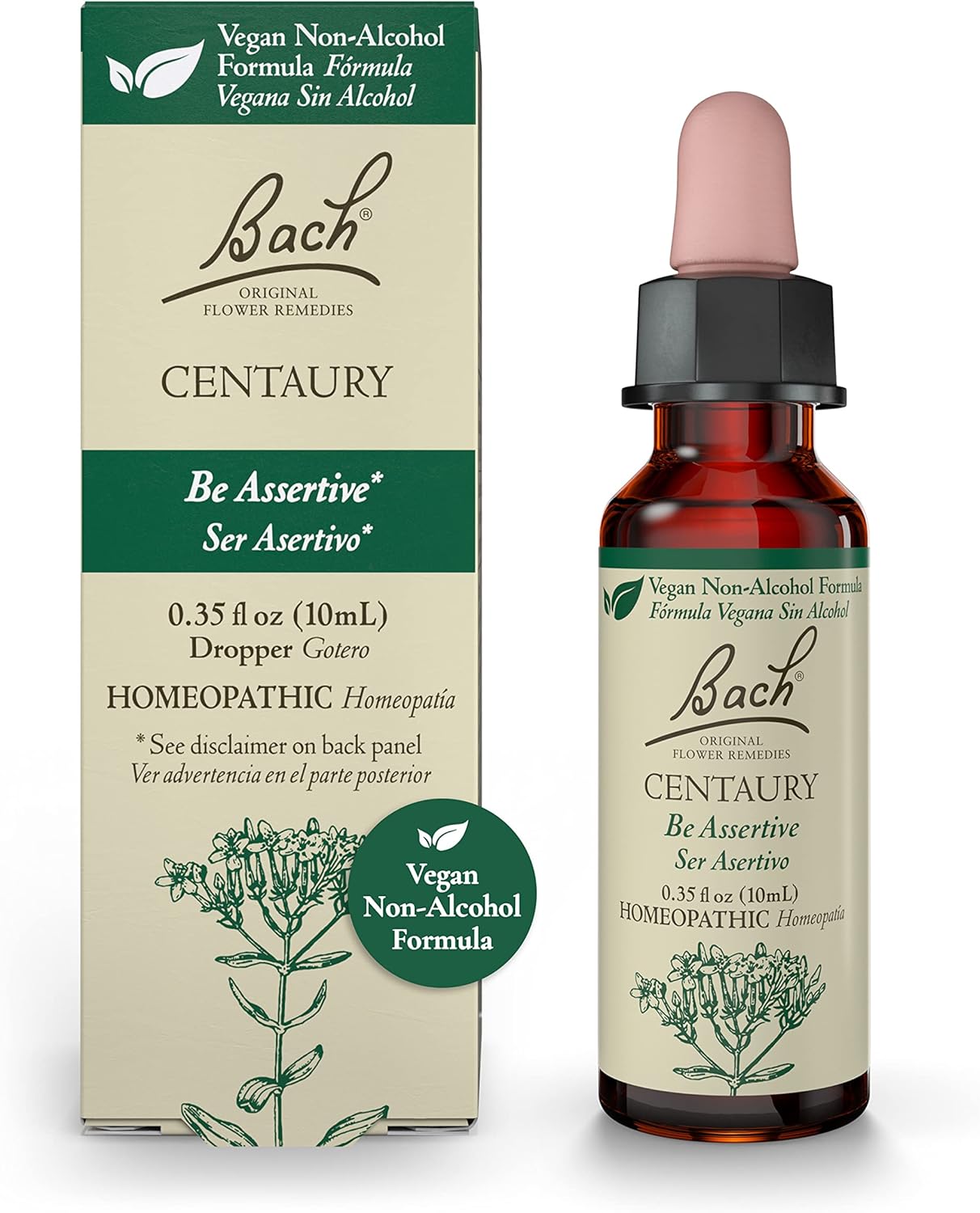 Bach Original Flower Remedies, Centaury For Assertiveness (Non-Alcohol Formula), Natural Homeopathic Flower Essence, Holistic Wellness And Stress Relief, Vegan, 10Ml Dropper