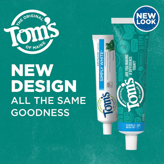 Tom'S Of Maine Simply White Toothpaste, Clean Mint, 4.7 Oz. 3-Pack (Packaging May Vary)