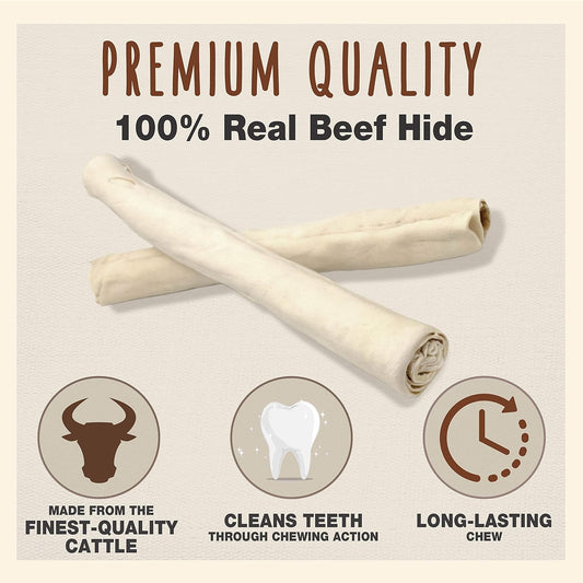 Cadet Premium Grade Beef Hide For Dogs, Long Lasting Rawhide Retriever Rolls, Single Ingredient Dog Chews, Beef Hide Flavor, 10 Inch (8 Count)