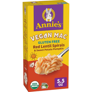 Annie'S Organic Vegan Mac, Red Lentil Spiral With Sweet Potato Pumpkin Sauce, Gluten Free, 5.5 Oz