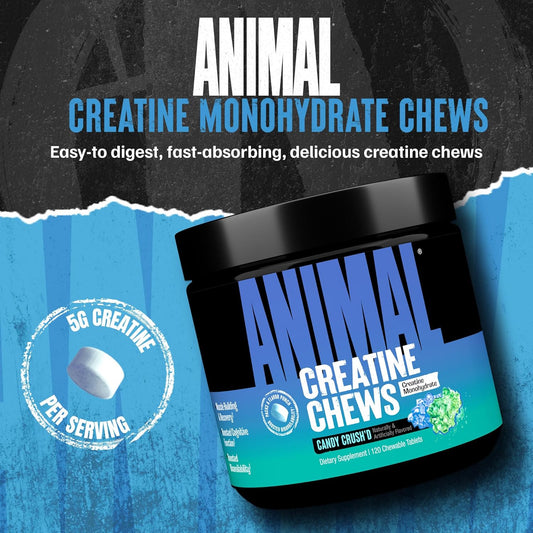 Animal Creatine Chews Tablets - Enhanced Creatine Monohydrate With Astragin To Improve Absorption, Sea Salt For Added Pumps, Delicious And Convenient Chewable Tablets - Lemon Ice
