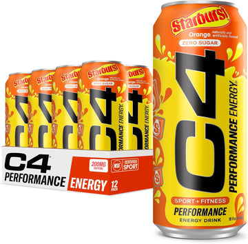 C4 Performance Energy Drink | Starbust™ Orange | Zero Sugar Carbonated Preworkout Energy | 200Mg Caffeine With Beta Alanine | 16 Fl Oz (12 Pack)