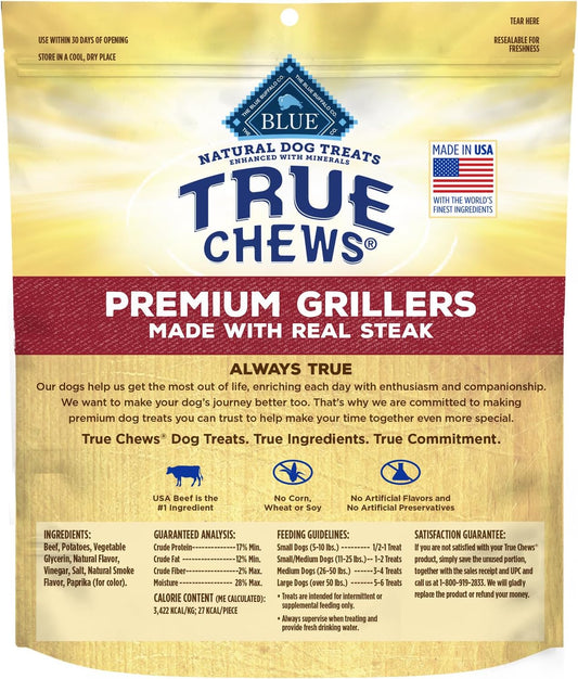 Blue Buffalo True Chews Premium Grillers Dog Treats, Made In The Usa With Natural Ingredients, Steak, 10-Oz. Bag