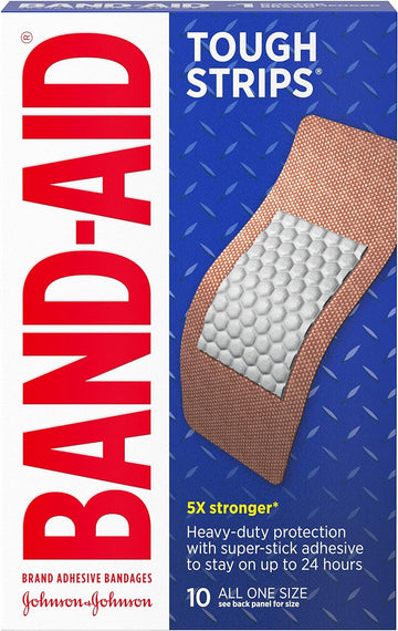 Band-Aid Brand Tough Strips Adhesive Bandages For Wound Care, Durable Protection For Minor Cuts And Scrapes, Extra Large Size, 10 Ct