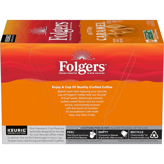 Folgers Buttery Caramel Flavored Coffee, 72 Keurig K-Cup Pods
