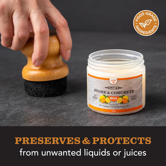 CLARK'S Natural Stone Wax - Enriched With Orange And Lemon Extracts - Preserves And Protects From Unwanted Liquids Or Juices - Revitalizes The Stone Products - Natural Mix Of Carnauba Wax And Beeswax