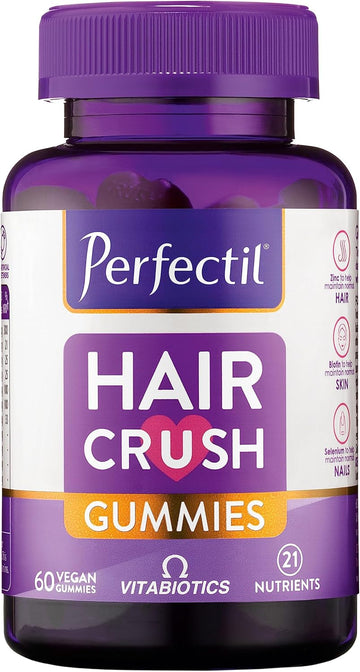 Perfectil Hair Crush Vitamin Gummies - Hair Growth and Thickening Formula | Supports Thicker, Healthy Hair | Biotin, Vitamin D, and More in a Vegan Chewable Gummy