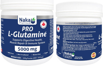 L-Glutamine 250, Naka Platinum Pro Powder - Bonus Size: 250G (8.8 Oz) 200 + 50 Free, 250 Count