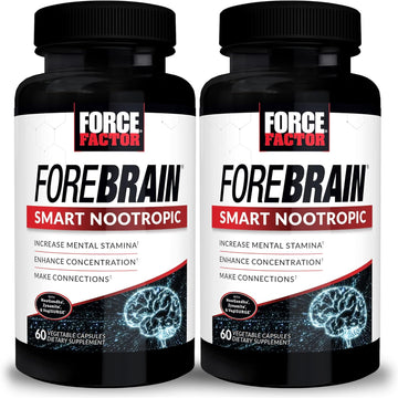 FORCE FACTOR Forebrain Smart Nootropic, 2-Pack, Brain Booster, Brain Supplement for Better Concentration, Focus, Decision-Making, and Mental Energy, Powerful Ingredients That Work Fast, 120 Capsules