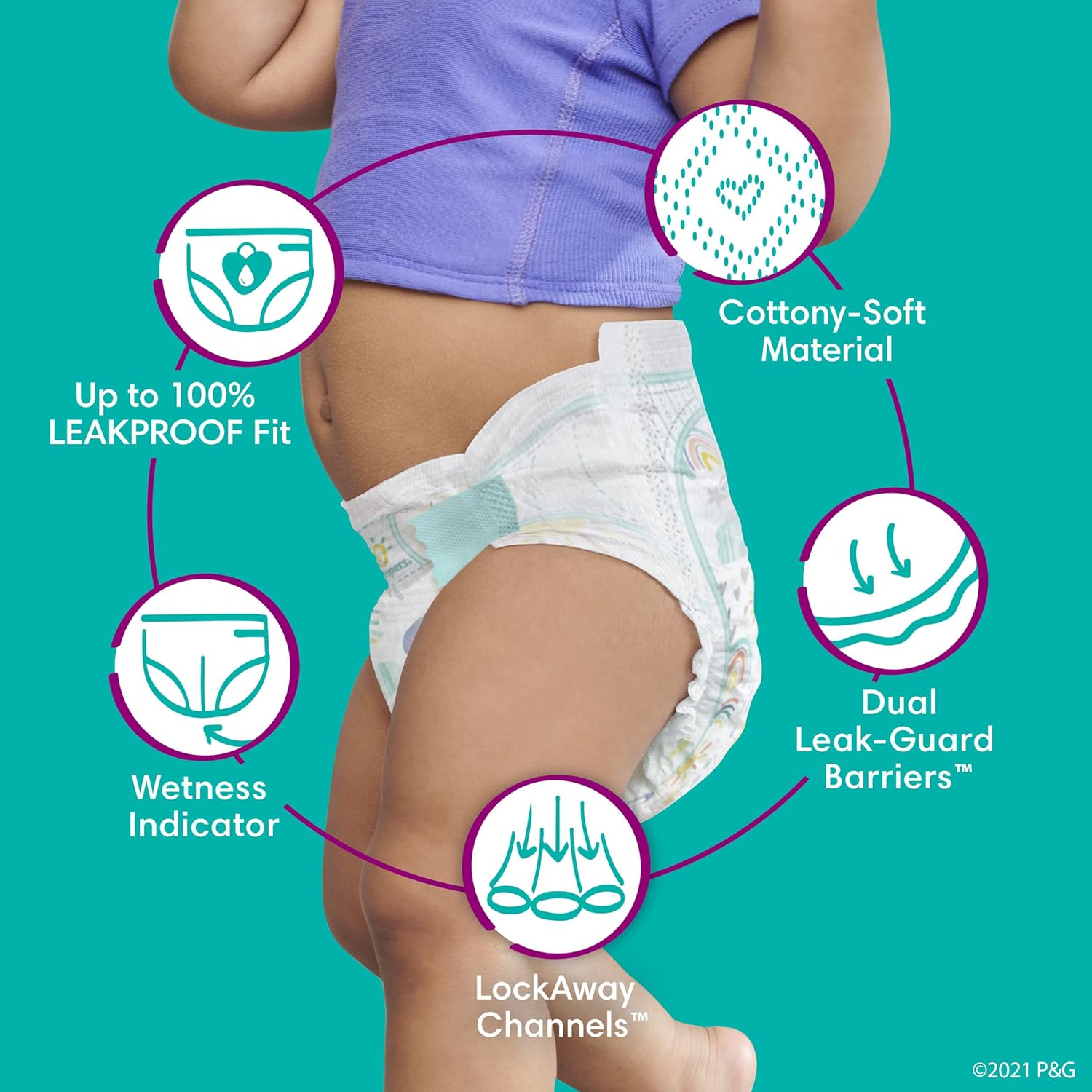 Pampers Cruisers Diapers - Size 3, 140 Count, Disposable Active Baby Diapers With Custom Stretch