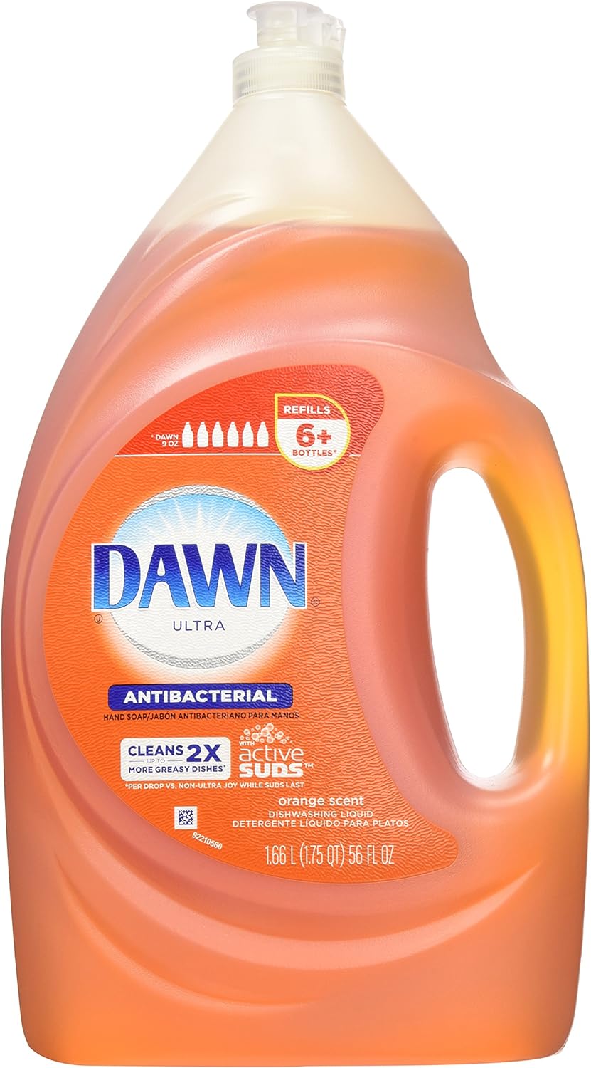 Dawn Ultra Concentrated Antibacterial Hand Soap Dishwashing Liquid Refill, Orange Scent, 56 Ounce