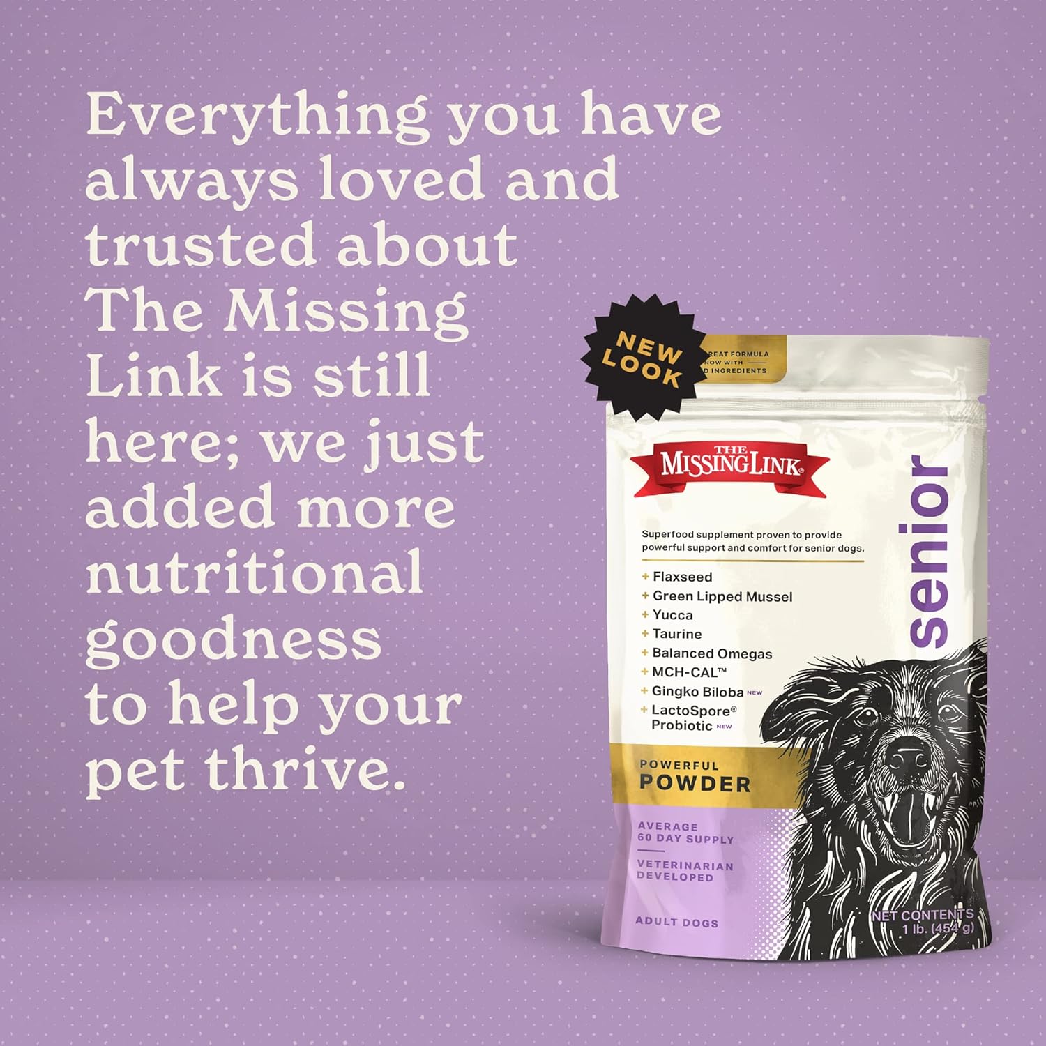 The Missing Link Senior Dog Supplement 1lb Bag - Powerful Powder Supports Bones, Joints, Skin, Coat, Heart, Eyes, Memory & Cognition : Pet Supplies