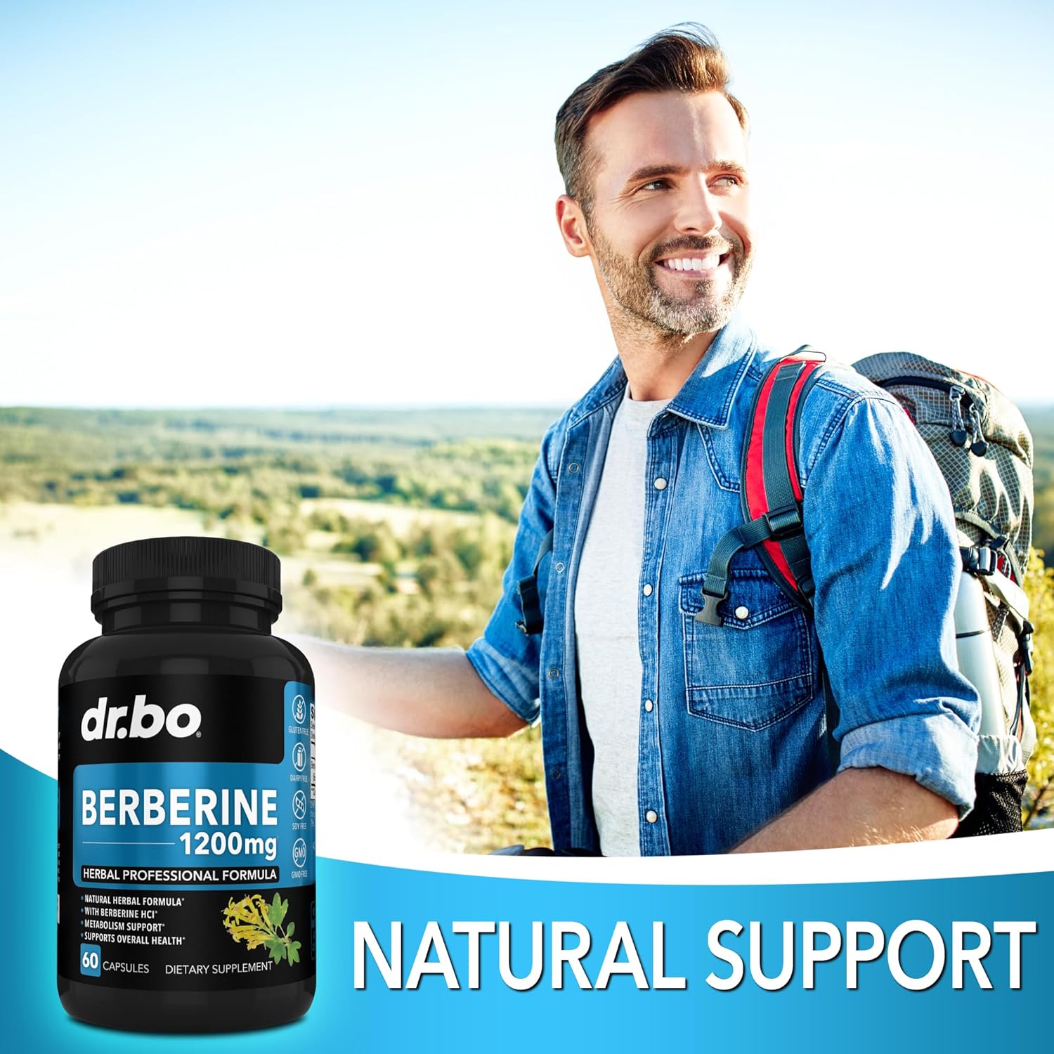 Berberine Supplement Capsules - 1200Mg Berberine Hcl Supplement For Healthy Metabolic Support - Premium Natural Complex For Women & Men, Pure Support Capsules Supplements - 60 Pills : Health & Household