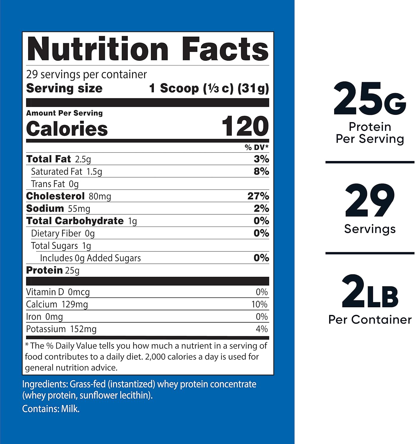 Nutricost Grass-Fed Whey Protein Concentrate (Unavored) 2S - Undenatured, Non-GMO, Gluten Free, Natural avors