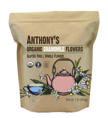 Anthony'S Organic Chamomile Flowers, 1 Lb, Whole, Loose Leaf, Gluten Free, Non Gmo, Non Irradiated