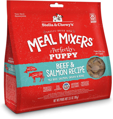 Stella & Chewy's Freeze Dried Raw Meal Mixers – Crafted for Puppies – Grain Free, Protein Rich Perfectly Puppy Beef & Salmon Recipe – 3.5 oz Bag