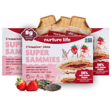 Nurture Life Crustless Sandwiches, Strawberry Smash Super Sammies, Healthy Toddler Snacks, Nut-Free, Allergen-Friendly, Non-Gmo, School Safe, Thaw & Eat, Organic Focus, Fresh Meals For Kids, 3 Pack