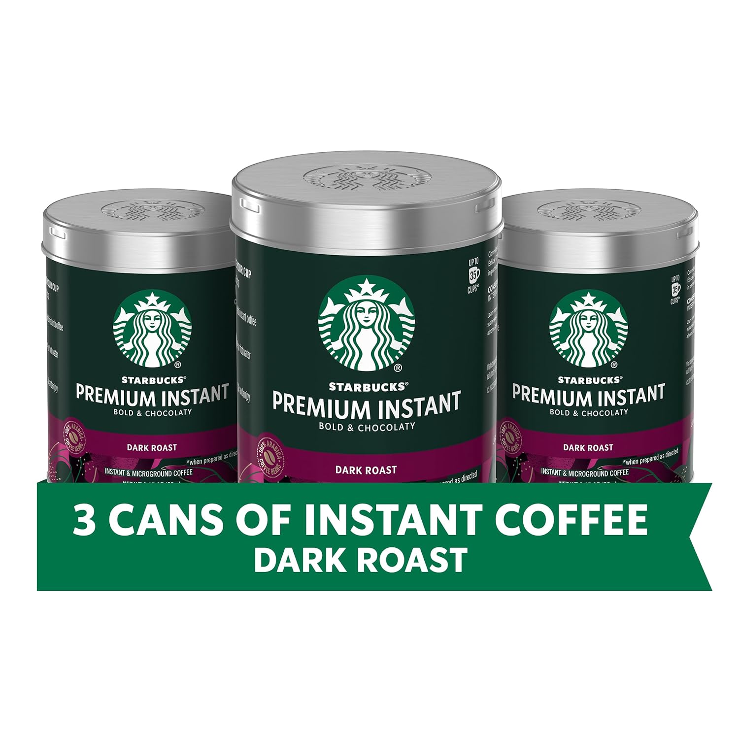 Starbucks Premium Instant Coffee, Dark Roast, 100% Arabica Beans, 3 Pack (3.17 Oz Each)