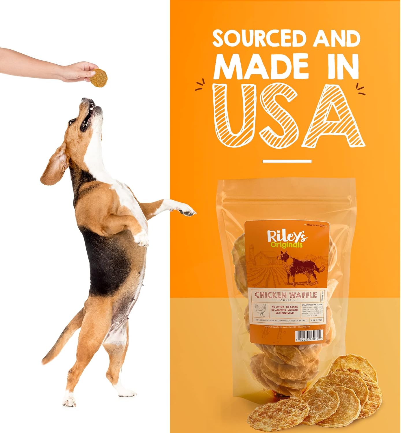 Riley's Waffles Chicken Chips for Dogs - USA Sourced Chicken Dog Treats Single Ingredient - Dehydrated Chicken Jerky for Dogs Made in USA - 6 oz : Pet Supplies