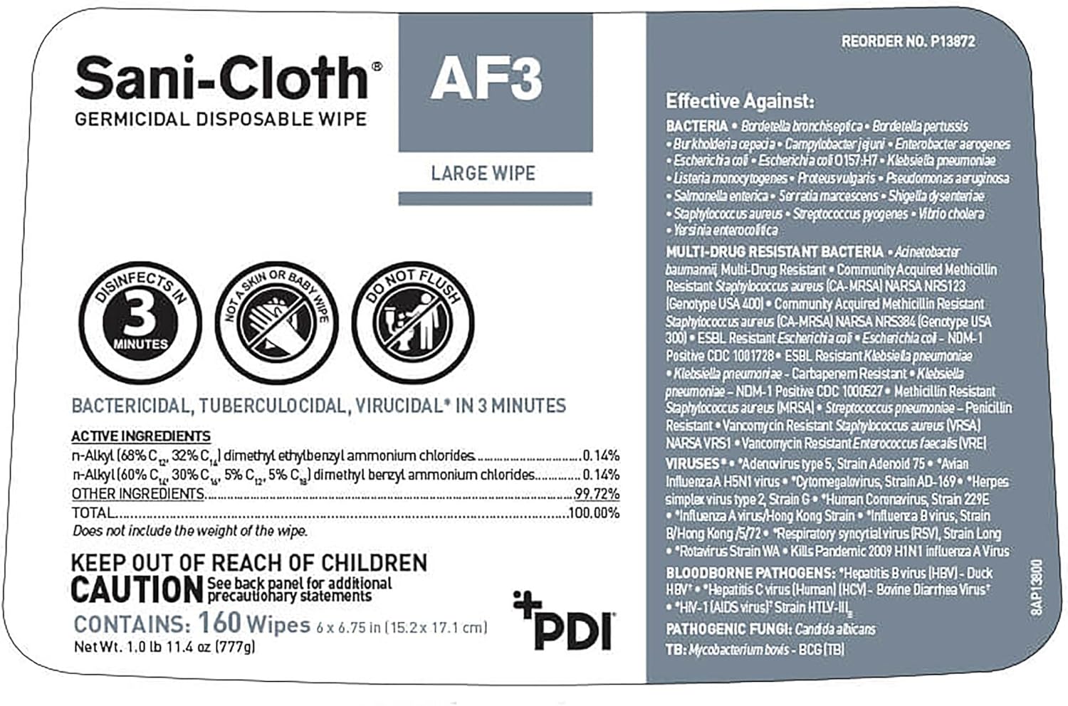Sani-Cloth Af3 Alcohol-Free Disposable Disinfectant Wipes - 160 Wipes : Health & Household