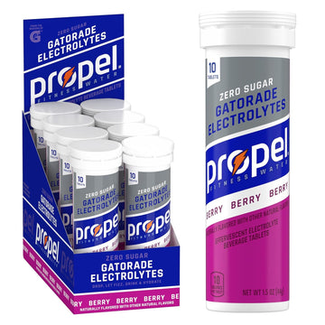 Propel Fitness Water Tablets, Berry, 10 Count Tube, (Pack Of 8)