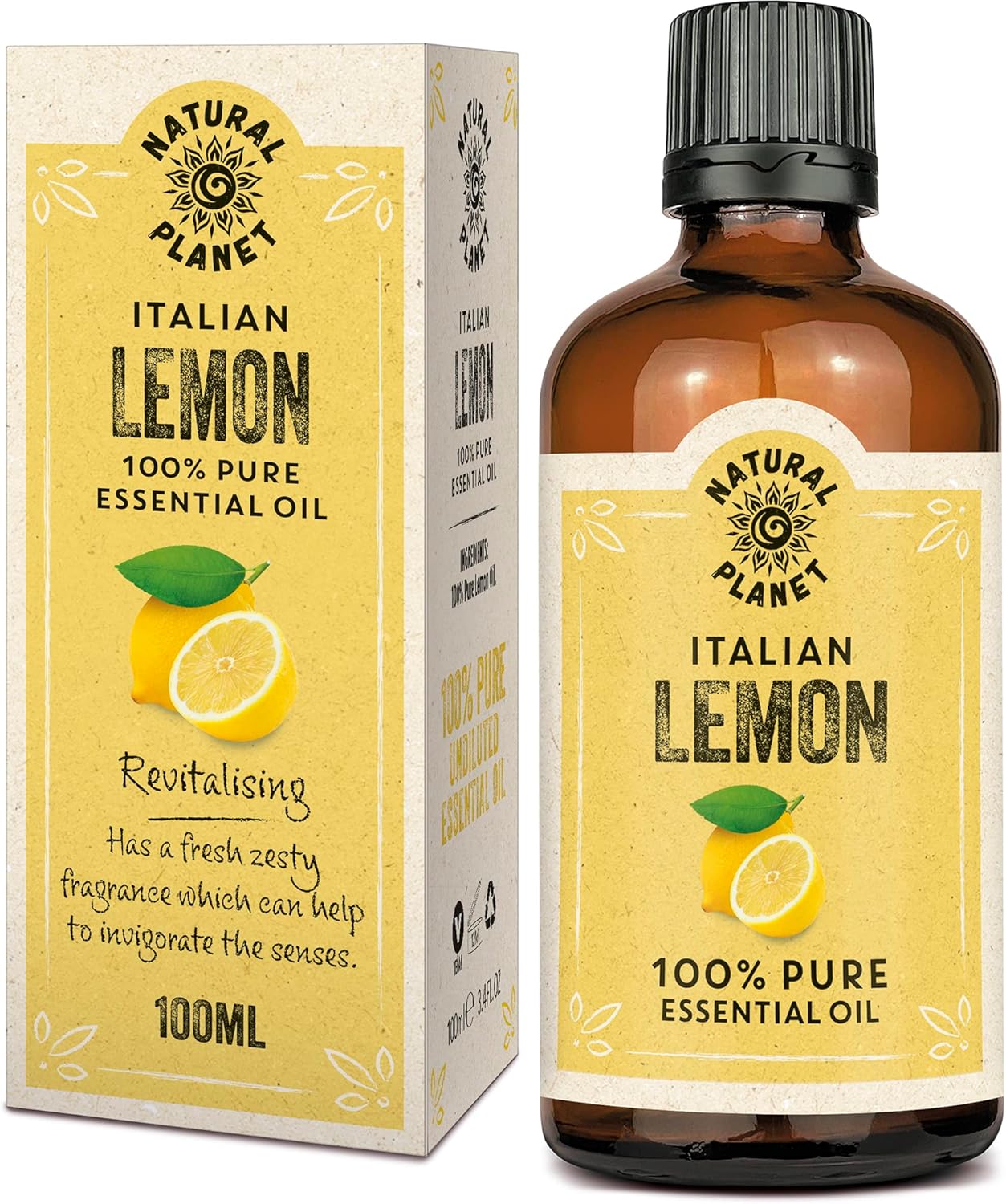 Natural Planet Lemon Oil 100Ml Natural 100% Pure & Undiluted Natural Essential Oil For Bath, Massage, Therapeutic Grade Pure, Undiluted & Cruelty Free