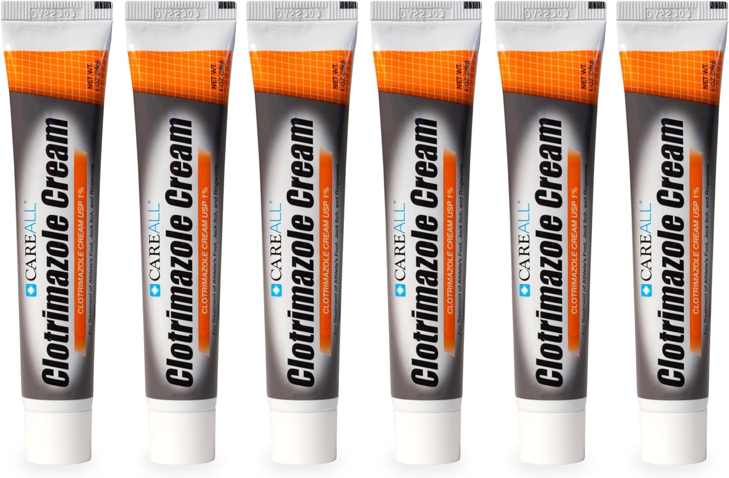 Careall Clotrimazole Antifungal Cream 1% Usp 1.0 Oz. (6 Pack), Cures Most Athlete’S Foot, Jock Itch And Ringworm, Sooths And Relieves Itching, Burning And Cracking From These Conditions