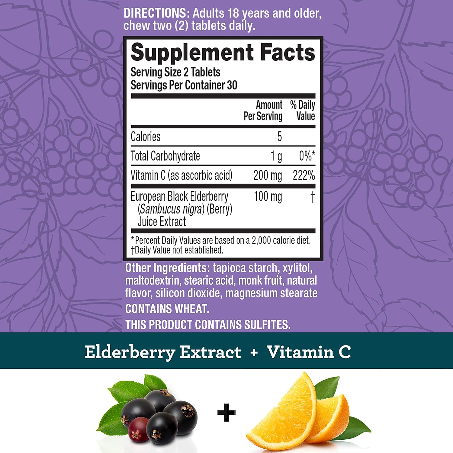 Elderberry Extract & Vitamin C Chewable Tablets, Schiff (60 count in a bottle), Vegetarian, Non-GMO, Natural avors, Helps Support A Healthy Immune System & Cellular Health?, Sambucus, Antioxidant