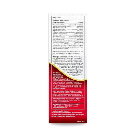 Medinatura T-Relief Extra Strength Gel Arnica +12 Natural Relieving Actives For Back Pain Joint Soreness Muscle Aches & Stiffness Whole Body Fast Acting Relief For Women & Men - 3 Oz