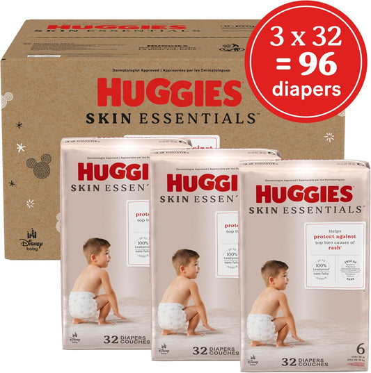 Huggies Size 6 Diapers, Skin Essentials Baby Diapers, Size 6 (35+ Lbs), 42 Count