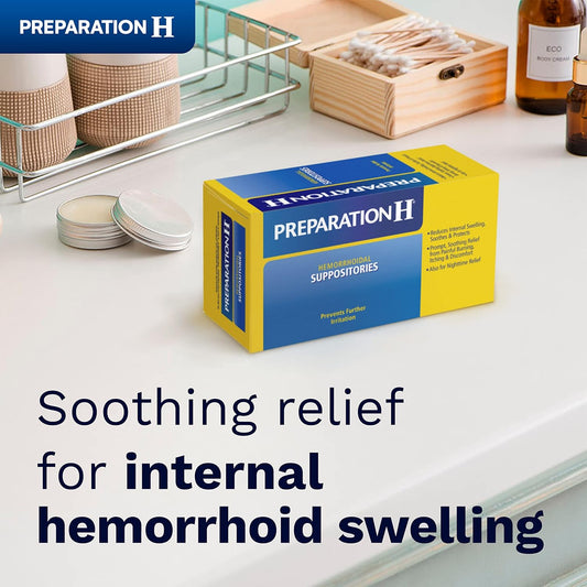 PREPARATION H Hemorrhoid Symptom Treatment Suppositories, Burning, Itching and Discomfort Relief (48 Count)