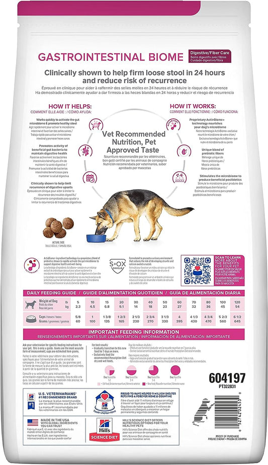 Hill's Prescription Diet Gastrointestinal Biome Dry Dog Food, Veterinary Diet, 27.5 lb. Bag